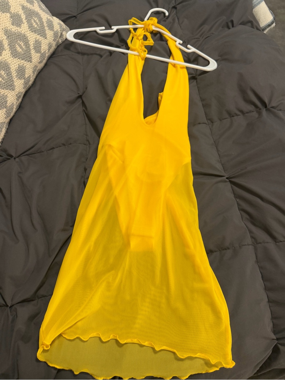 Oh Polly Yellow Halterneck Mini Dress